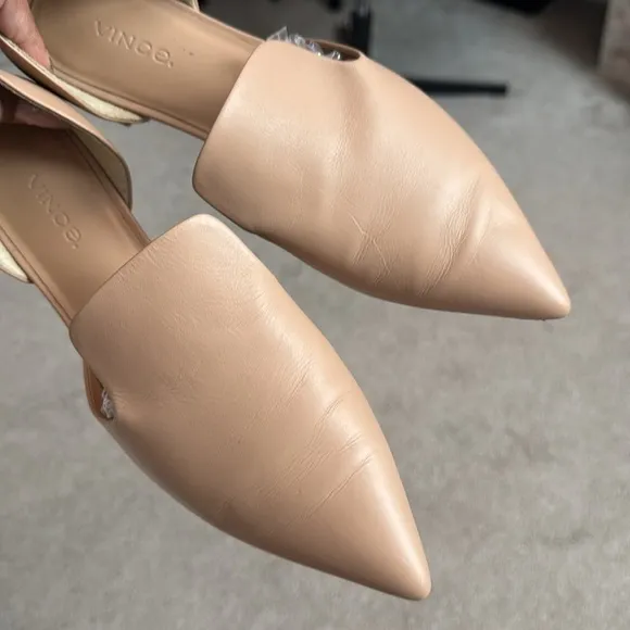 Vince Damris Calf Leather d’Orsay Pointed Toe Flats Nude 7.5