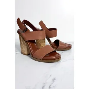 VINCE Haley Leather Two-Band Wooden Sandals