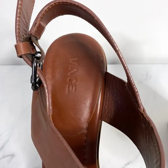 VINCE Haley Leather Two-Band Wooden Sandals