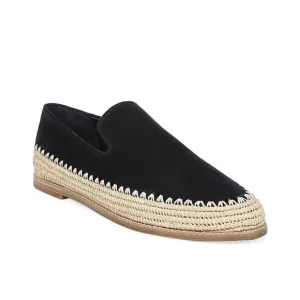 VINCE Jalen Suede Raffia Loafers Coastal Blue Slip On Round Toe Sz 6.5 NEW