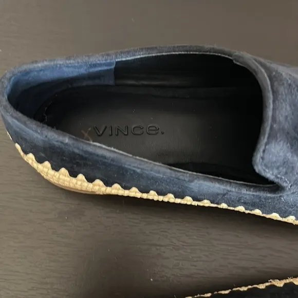 VINCE Jalen Suede Raffia Loafers Coastal Blue Slip On Round Toe Sz 6.5 NEW