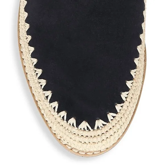VINCE Jalen Suede Raffia Loafers Coastal Blue Slip On Round Toe Sz 6.5 NEW