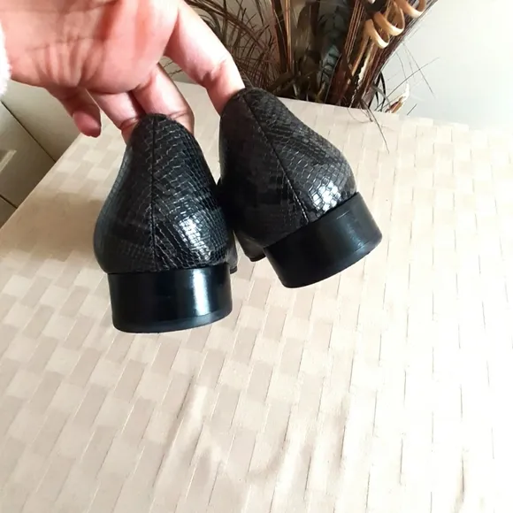 Vince Lela Snakeskin Embossed Leather Loafers