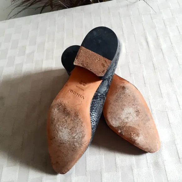 Vince Lela Snakeskin Embossed Leather Loafers