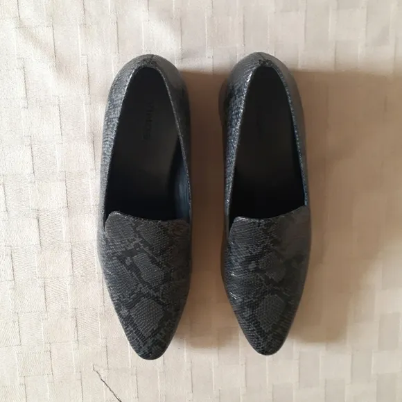 Vince Lela Snakeskin Embossed Leather Loafers