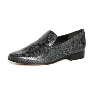 Vince Lela Snakeskin Embossed Leather Loafers