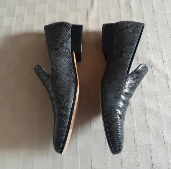 Vince Lela Snakeskin Embossed Leather Loafers