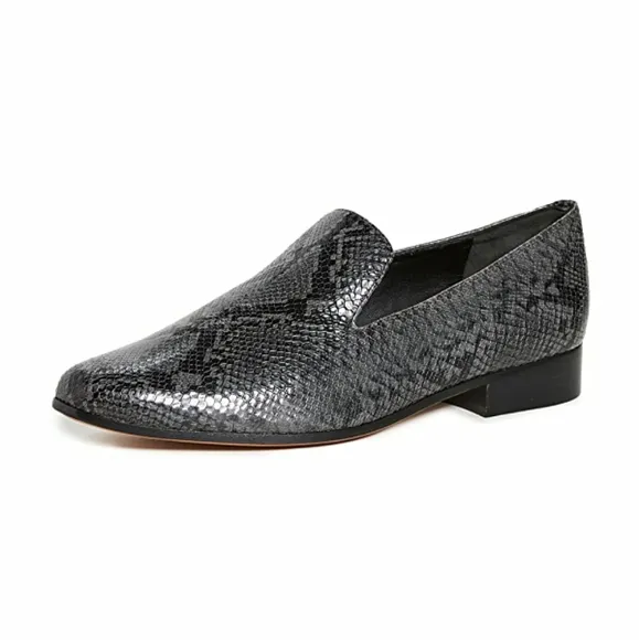 Vince Lela Snakeskin Embossed Leather Loafers