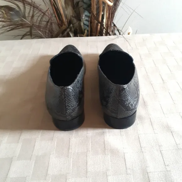 Vince Lela Snakeskin Embossed Leather Loafers