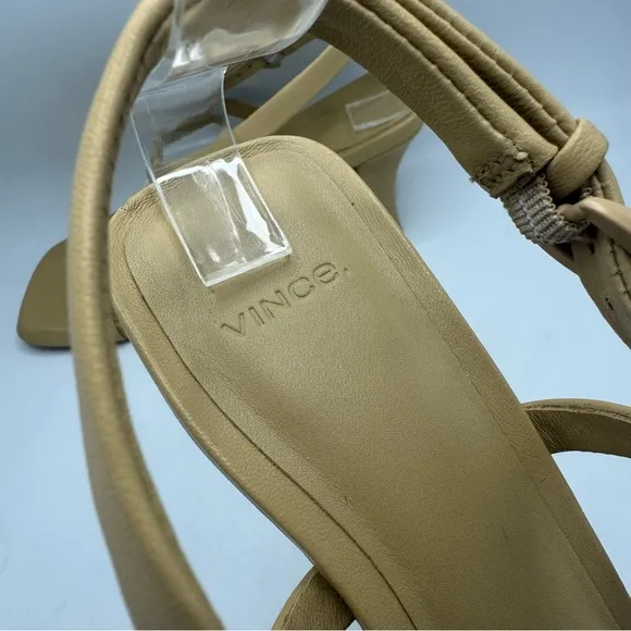 VINCE Luella Ankle Strap Sandals Size 9.5 / EU 40.5 Marble Neutral Cream