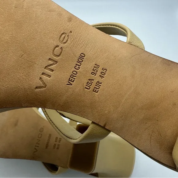 VINCE Luella Ankle Strap Sandals Size 9.5 / EU 40.5 Marble Neutral Cream