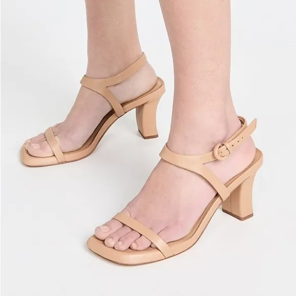 VINCE Luella Ankle Strap Sandals Size 9.5 / EU 40.5 Marble Neutral Cream