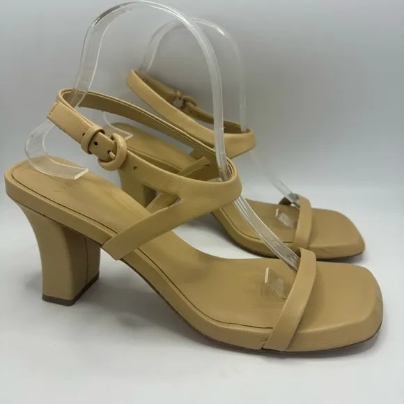 VINCE Luella Ankle Strap Sandals Size 9.5 / EU 40.5 Marble Neutral Cream