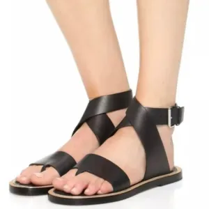 VINCE Mailin Leather Ankle Strap Leather Sandals