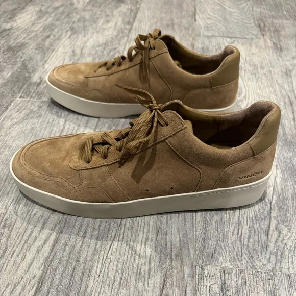 Vince Peyton camel suede leather lace up sneakers