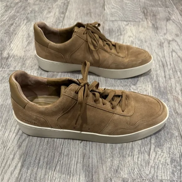 Vince Peyton camel suede leather lace up sneakers