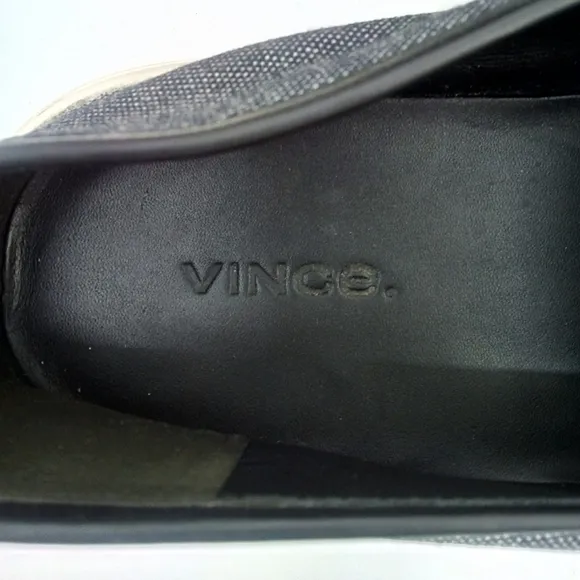Vince Preston Leather Linen Cotton  Slip On Sneaker Dark Gray Black 9M