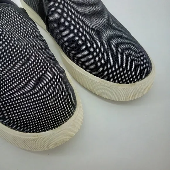 Vince Preston Leather Linen Cotton  Slip On Sneaker Dark Gray Black 9M