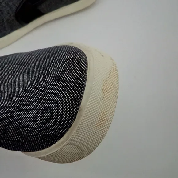 Vince Preston Leather Linen Cotton  Slip On Sneaker Dark Gray Black 9M