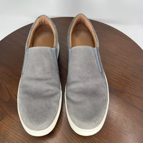 Vince Shoes Men's 11.5M‎ Gray White Nubuck Weatherproof Slip On Skate Sneakers