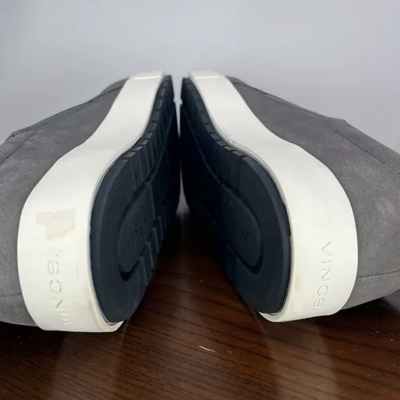 Vince Shoes Men's 11.5M‎ Gray White Nubuck Weatherproof Slip On Skate Sneakers