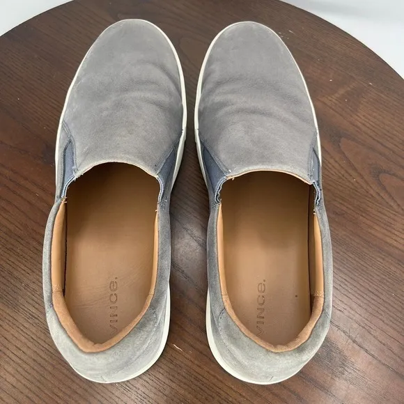 Vince Shoes Men's 11.5M‎ Gray White Nubuck Weatherproof Slip On Skate Sneakers