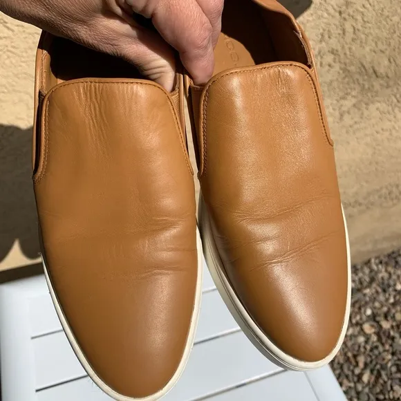 Vince tan leather flats platform size 6M
