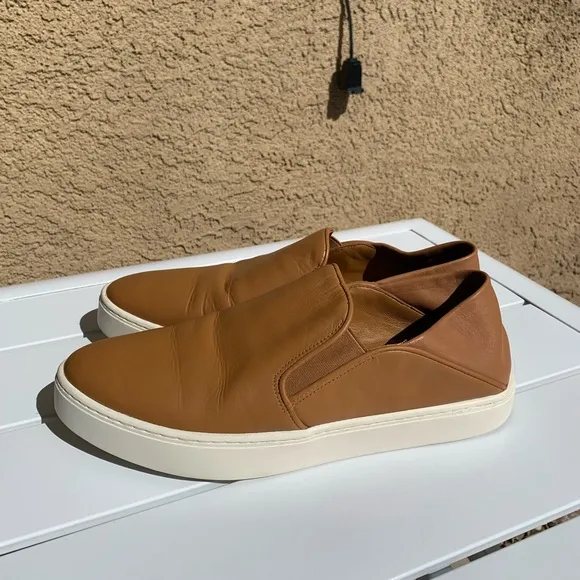 Vince tan leather flats platform size 6M