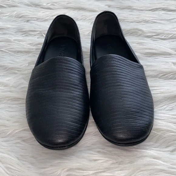 Vince | Textured Leather Slip-On Flats