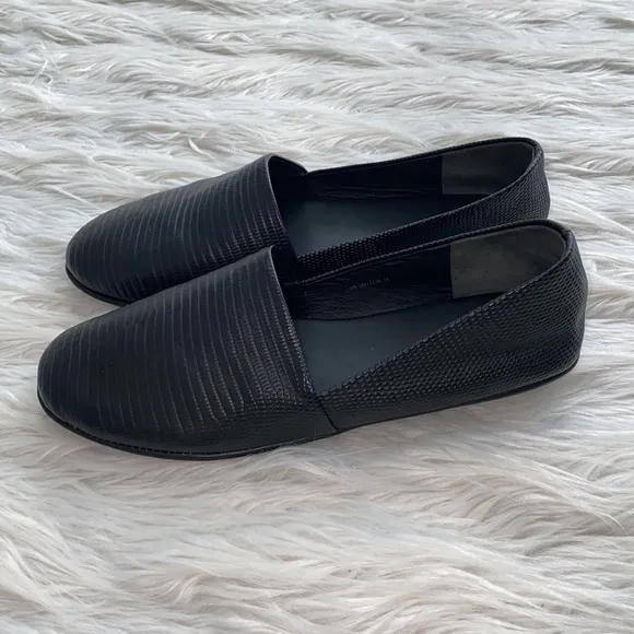 Vince | Textured Leather Slip-On Flats