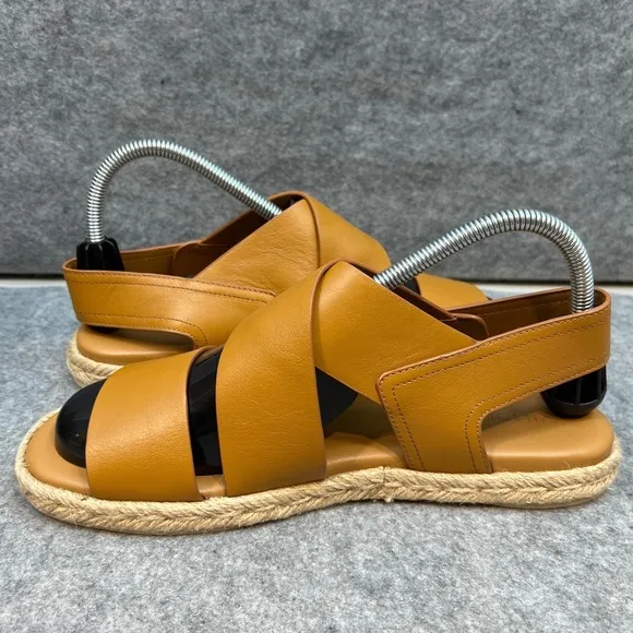 Vince Women's Espadrille Sandals Leather Criss Cross Straps Casual Tan Size 9.5