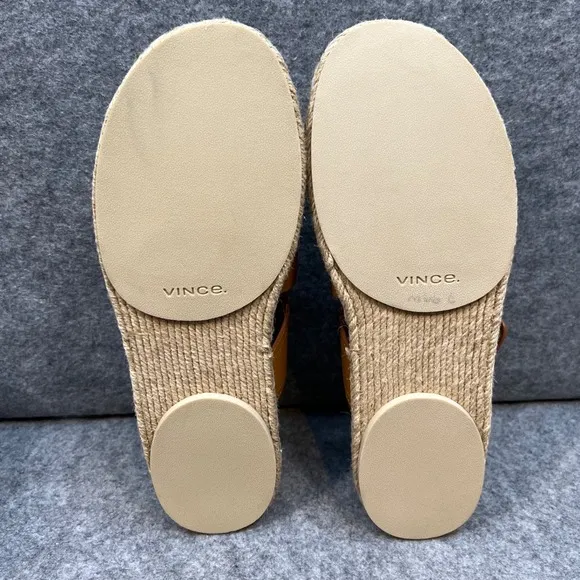 Vince Women's Espadrille Sandals Leather Criss Cross Straps Casual Tan Size 9.5