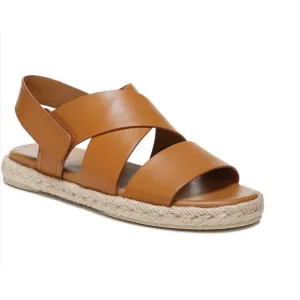 Vince Women's Espadrille Sandals Leather Criss Cross Straps Casual Tan Size 9.5
