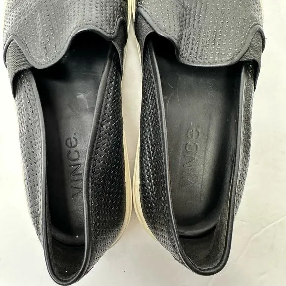 Vince Womens size 6.5 Blair 5 Leather Perforated Slip On Loafers Black