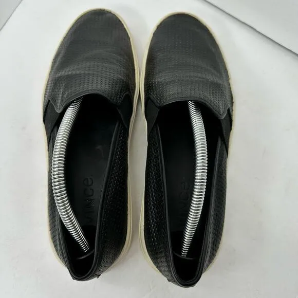 Vince Womens size 6.5 Blair 5 Leather Perforated Slip On Loafers Black