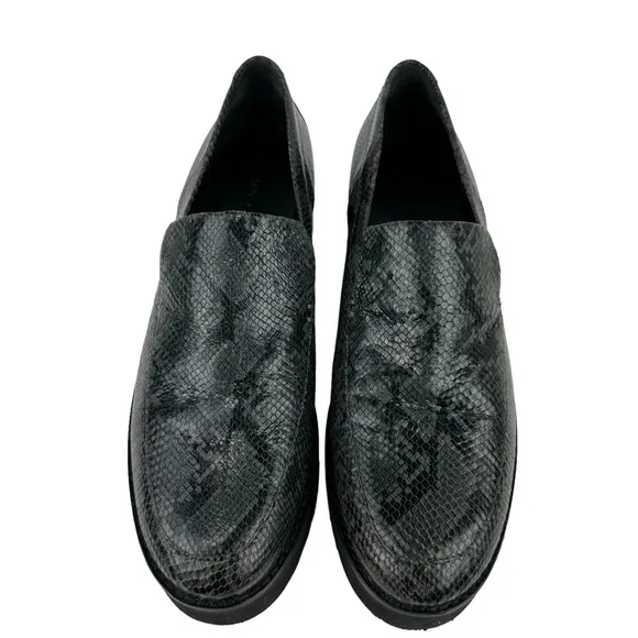 Vince Zeta Snakeskin Embossed Platform Loafers