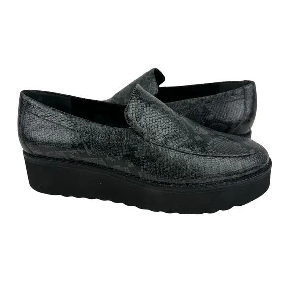 Vince Zeta Snakeskin Embossed Platform Loafers
