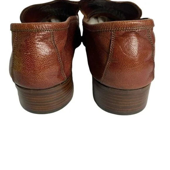 Vintage 70s Arfango Italian Leather Tassel Loafers Mens Size 8 Brown Round Toe