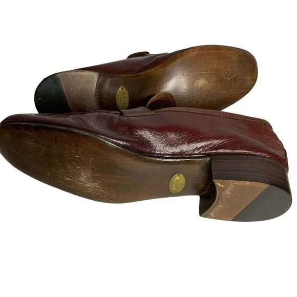 Vintage 70s Arfango Italian Leather Tassel Loafers Mens Size 8 Brown Round Toe