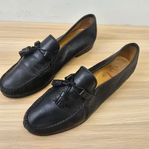 Vintage ALLEN EDMONDS Mens 10.5 D Black Leather Tassel Loafers Ivy Preppy VIBRAM