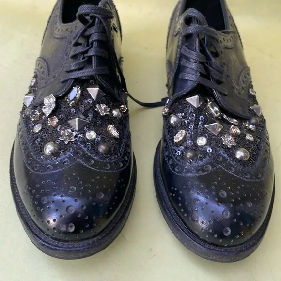 Vintage black Dolce &amp; Gabbana all leather loafers