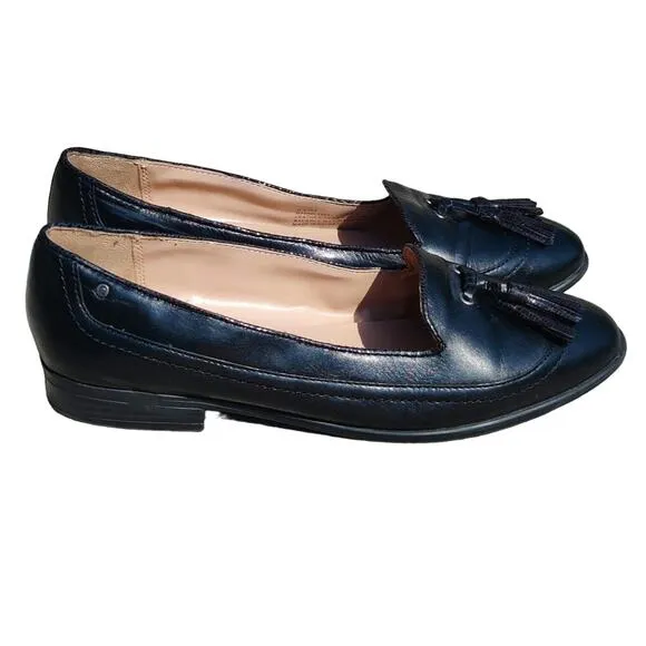 Vintage Black Leather cap toe Tassel Loafers sz 8.5