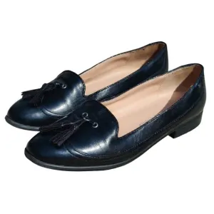 Vintage Black Leather cap toe Tassel Loafers sz 8.5
