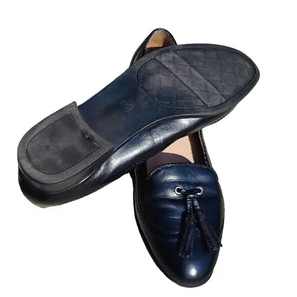 Vintage Black Leather cap toe Tassel Loafers sz 8.5