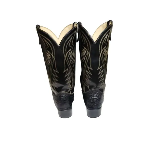Vintage Bronco All Made in USA WM1950 Black Cowboy Boots Men's Size 8 EE