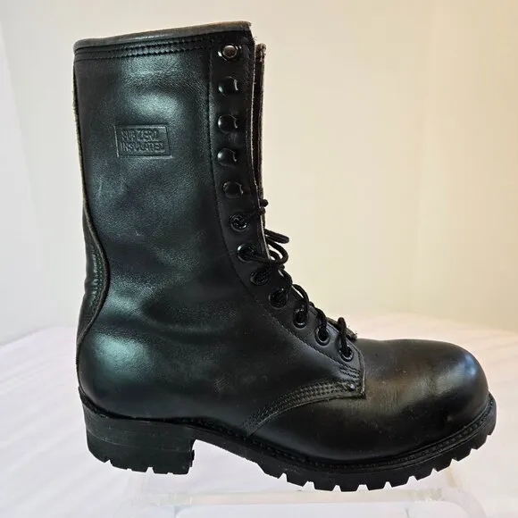 Vintage CAROLINA Men Sub Zero Leather Boots/ Steel Toe Logger Boots Sz: 9E Black