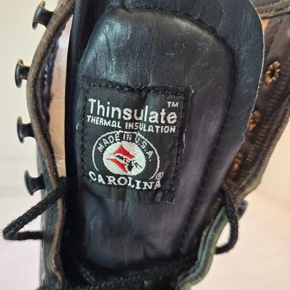 Vintage CAROLINA Men Sub Zero Leather Boots/ Steel Toe Logger Boots Sz: 9E Black