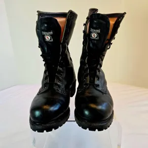 Vintage CAROLINA Men Sub Zero Leather Boots/ Steel Toe Logger Boots Sz: 9E Black