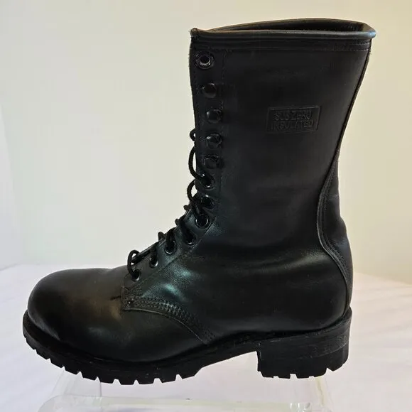 Vintage CAROLINA Men Sub Zero Leather Boots/ Steel Toe Logger Boots Sz: 9E Black