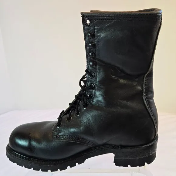 Vintage CAROLINA Men Sub Zero Leather Boots/ Steel Toe Logger Boots Sz: 9E Black